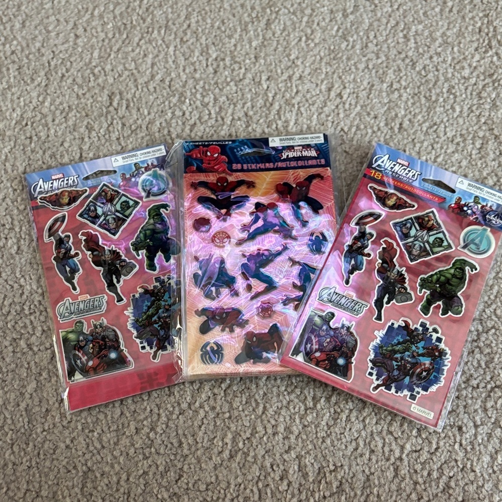 Marvel Sticker Trio Pack - Red, Purple, Blue Accents NWT